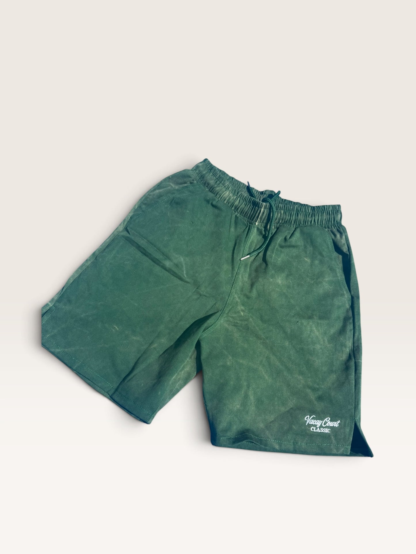 Vacay Court Classic Cotton Shorts - Washed Green - Mens