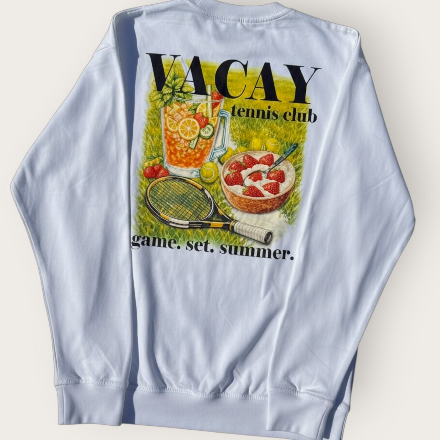 Summer Picnic Long Sleeve Tennis Top Unisex- White