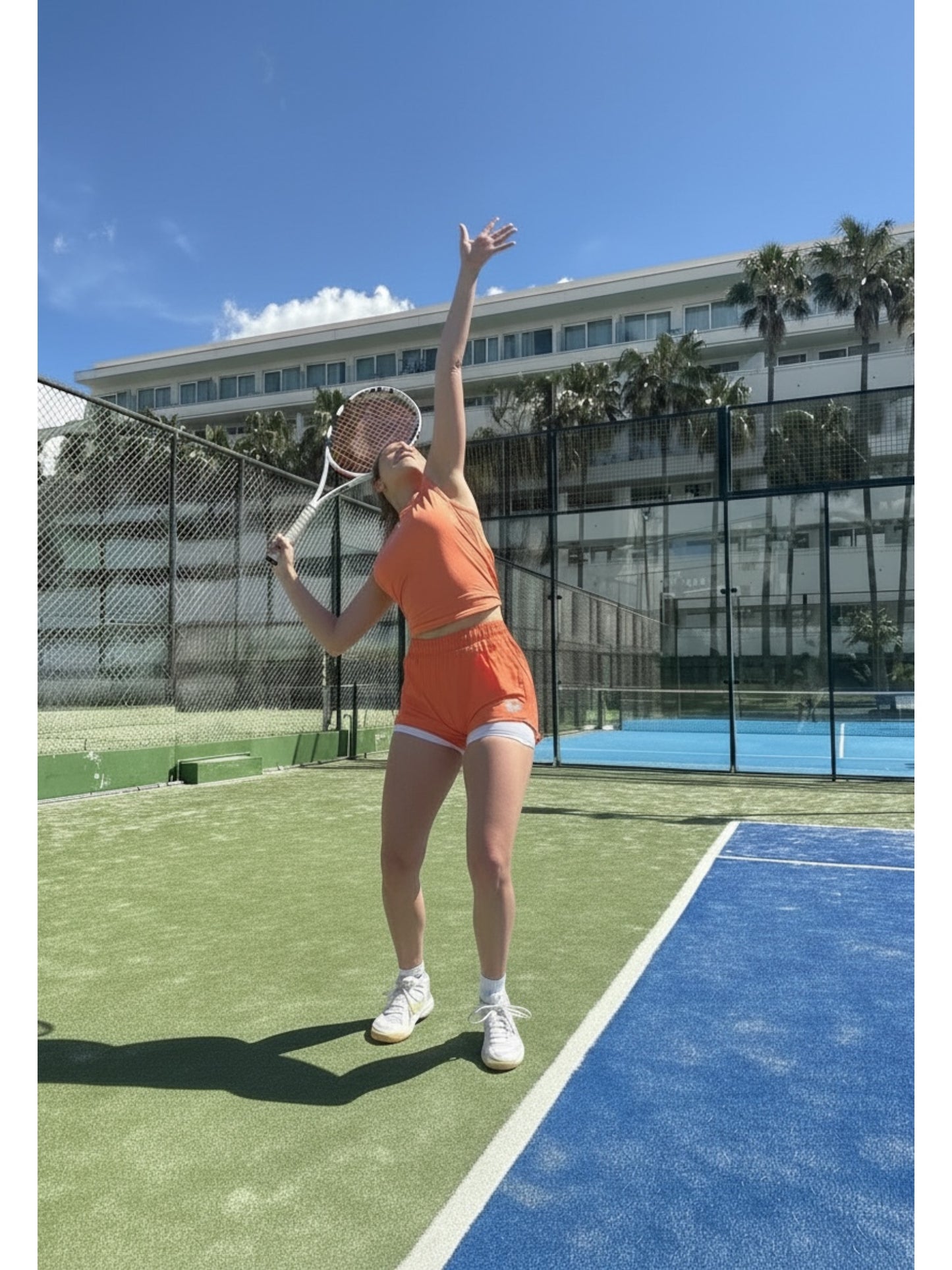 2 in 1 Compression Ultra Court Shorts Womens - Coral / White