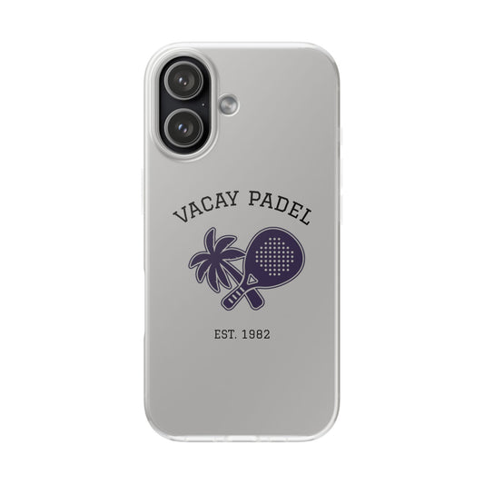 Padel Phone Case – 'Vacay Padel' Clear Flexi Case with Palm Tree & Racket Design