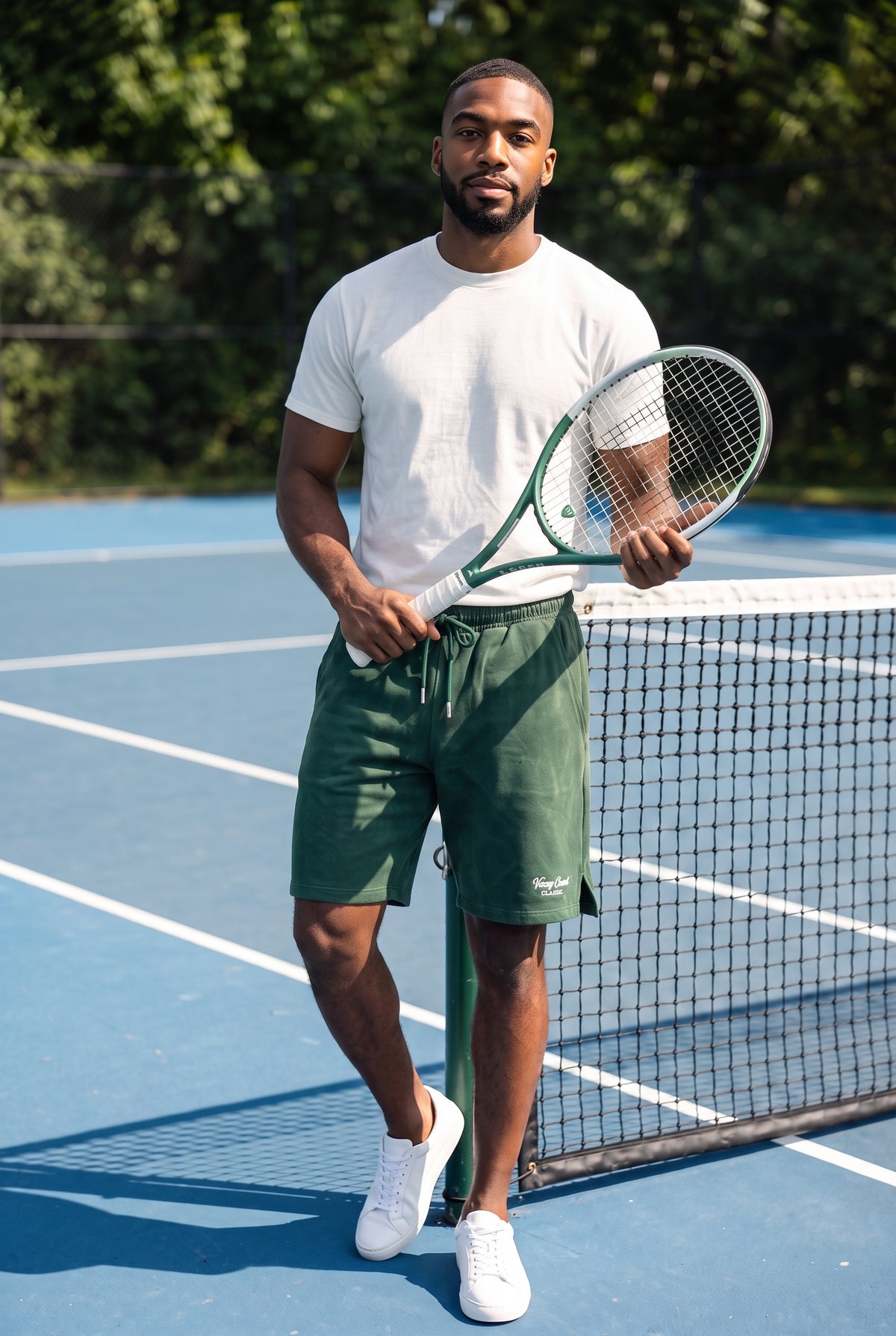 Vacay Court Classic Cotton Shorts - Washed Green - Mens