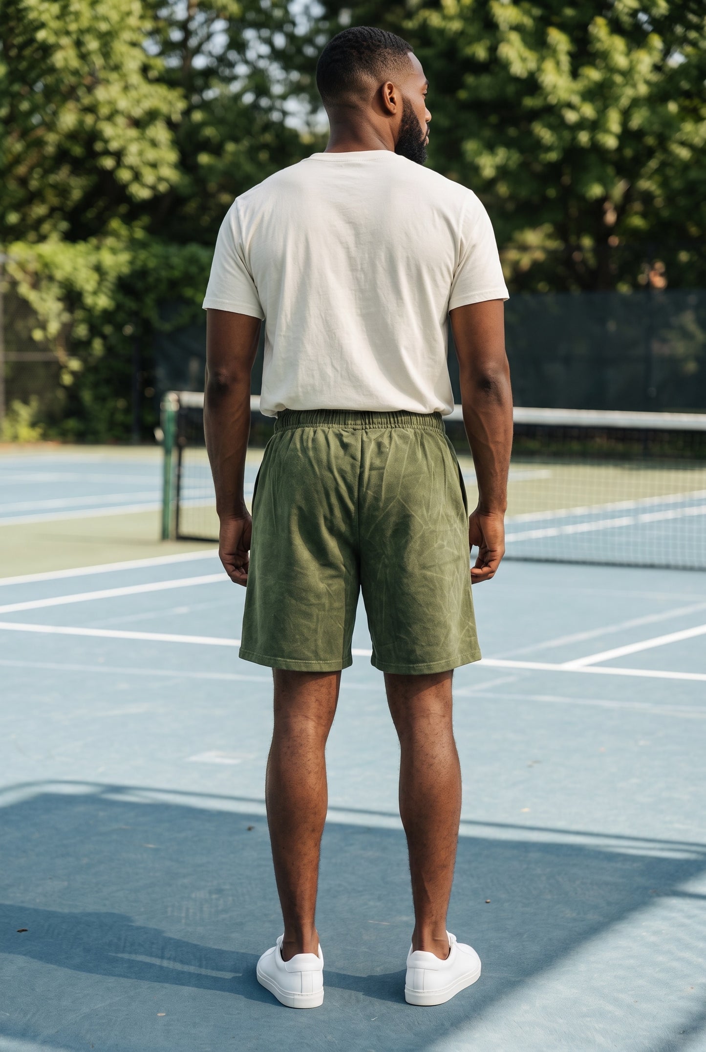 Vacay Court Classic Cotton Shorts - Washed Green - Mens