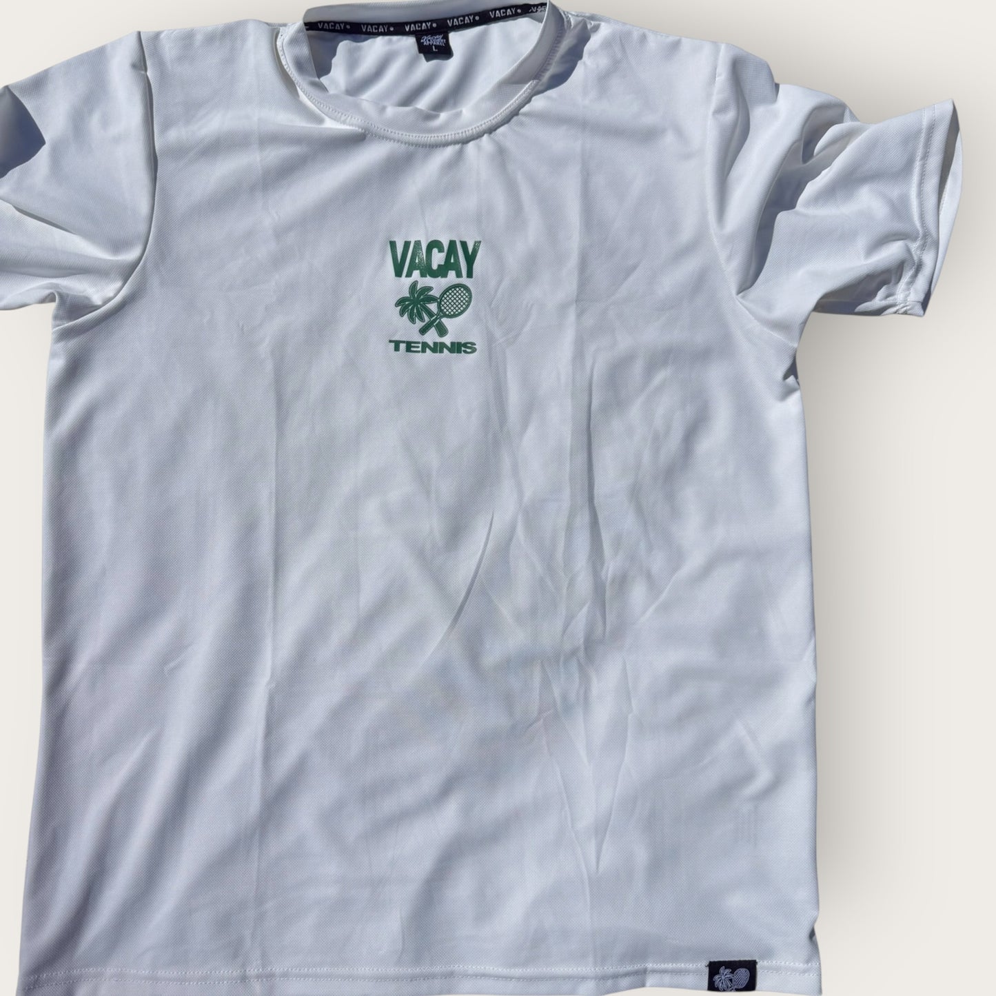 Ace Tennis Men’s Performance Tee - White / Dark Green