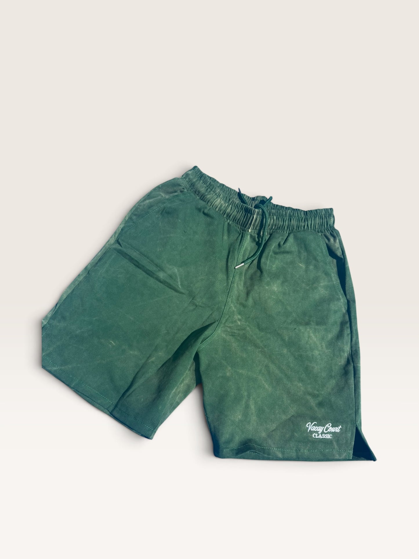 Vacay Court Classic Cotton Shorts - Washed Green - Mens