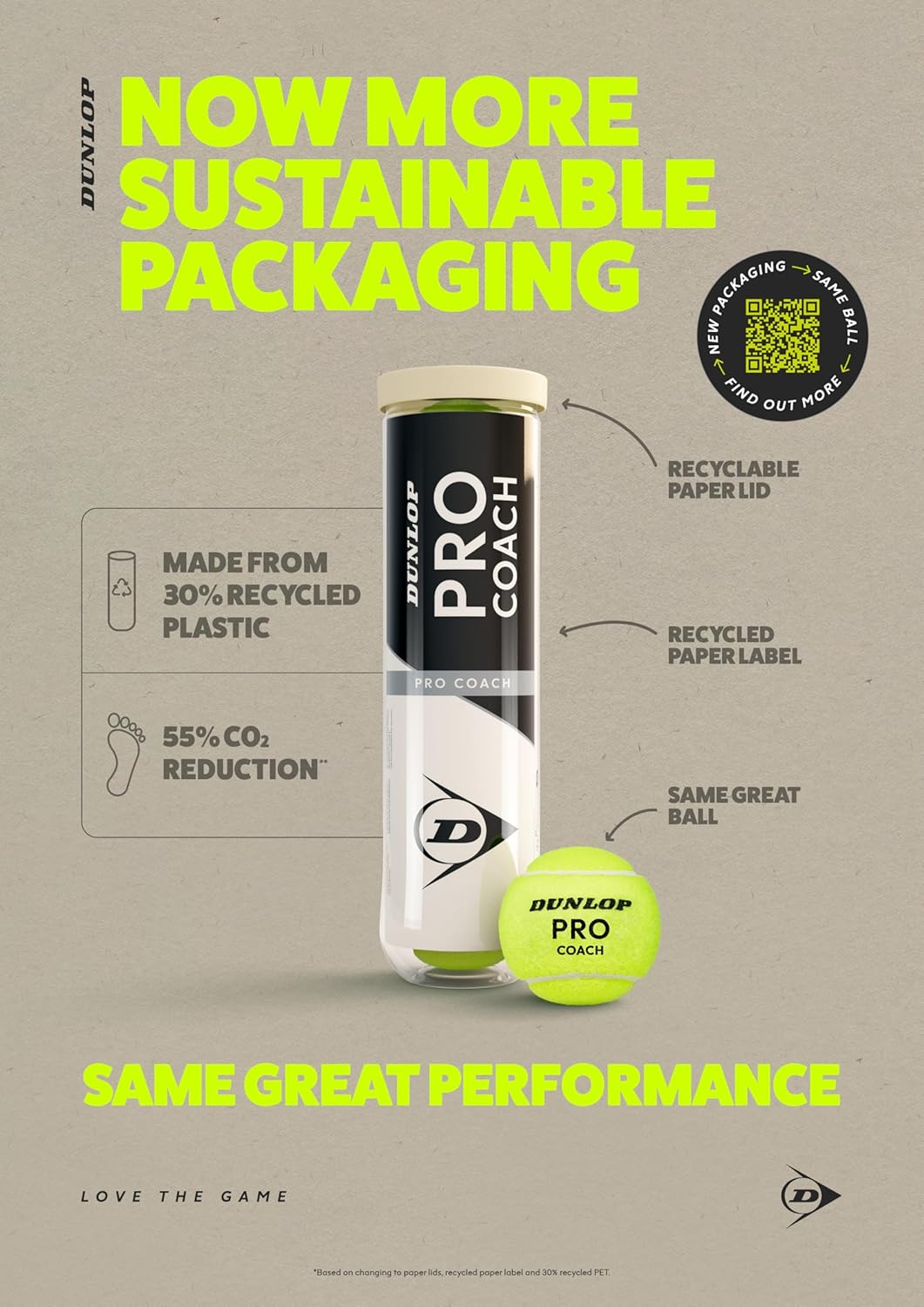 Dunlop Pro Coach Tennis Balls - 4 ball tube