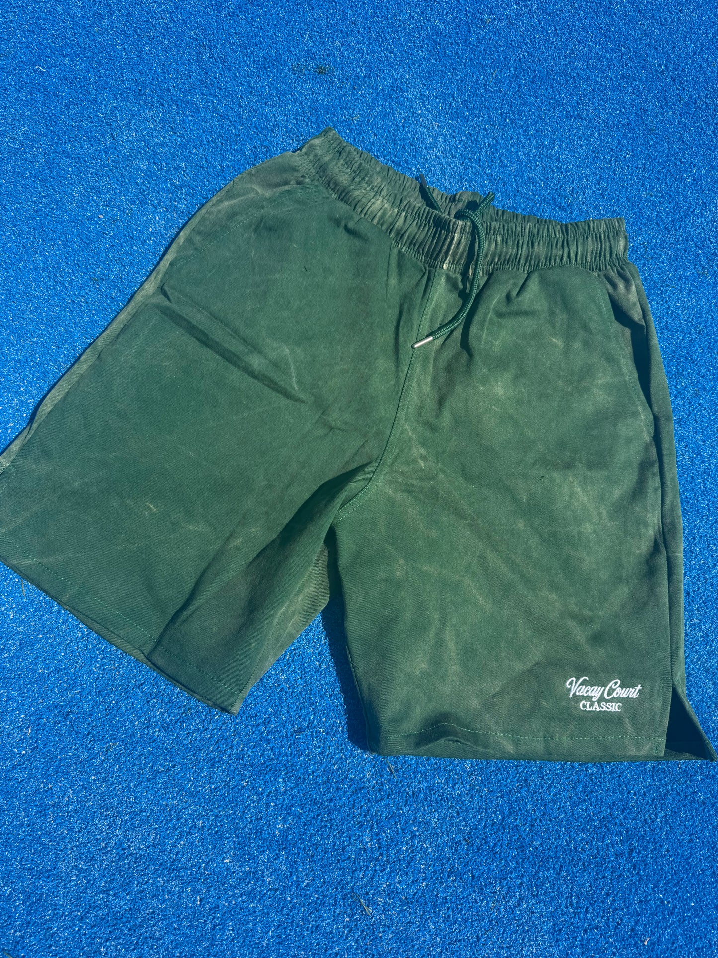 Vacay Court Classic Cotton Shorts - Washed Green - Mens