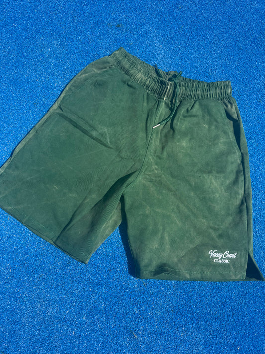 Vacay Court Classic Cotton Shorts - Washed Green - Mens