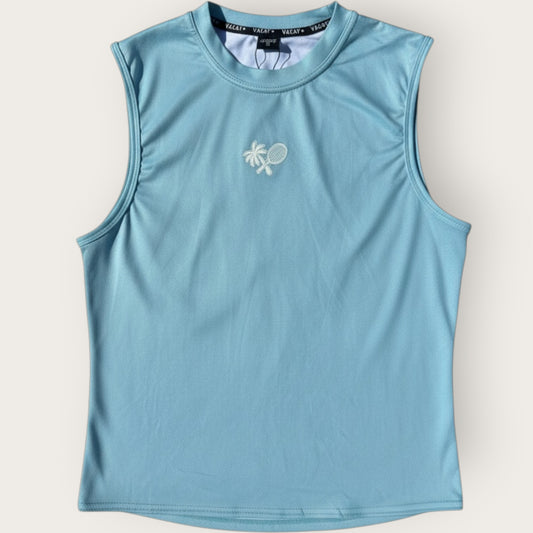 Women’s Tie Break Court Tank - Aqua Marine / White