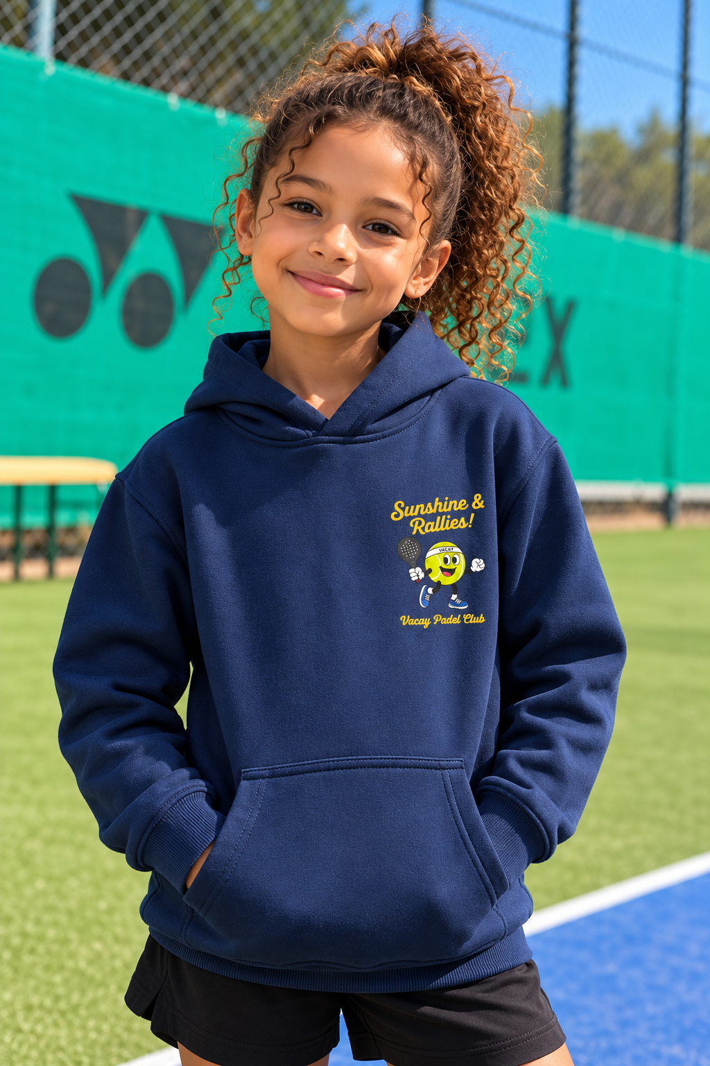 Vacay Padel Club Kids Hoodie - Navy / Yellow