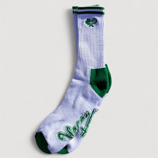 VARSITY SOCKS (ONE PAIR) - WHITE / DEEP GREEN