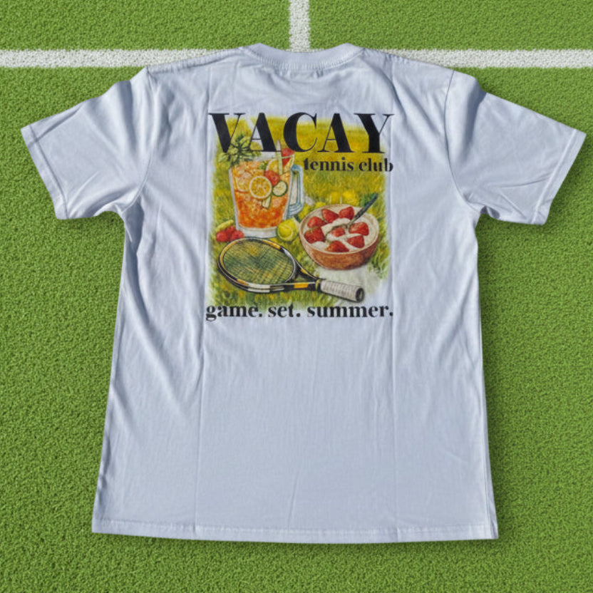 Summer Picnic Tennis Tee Short Sleeve Unisex - white