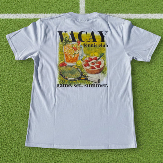 Summer Picnic Tennis Tee Short Sleeve Unisex - white
