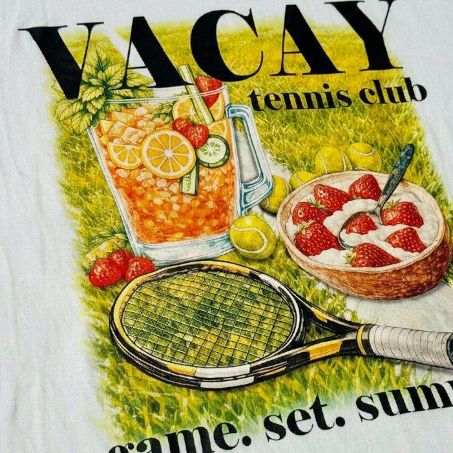 Summer Picnic Tennis Tee Short Sleeve Unisex - white