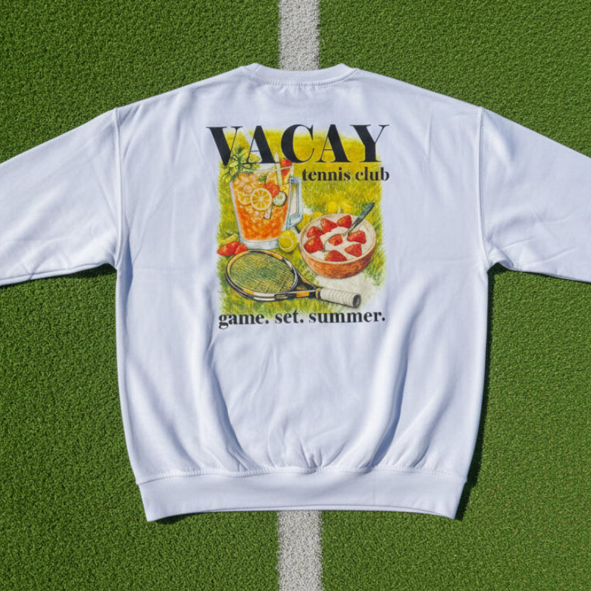 Summer Picnic Long Sleeve Tennis Top Unisex- White