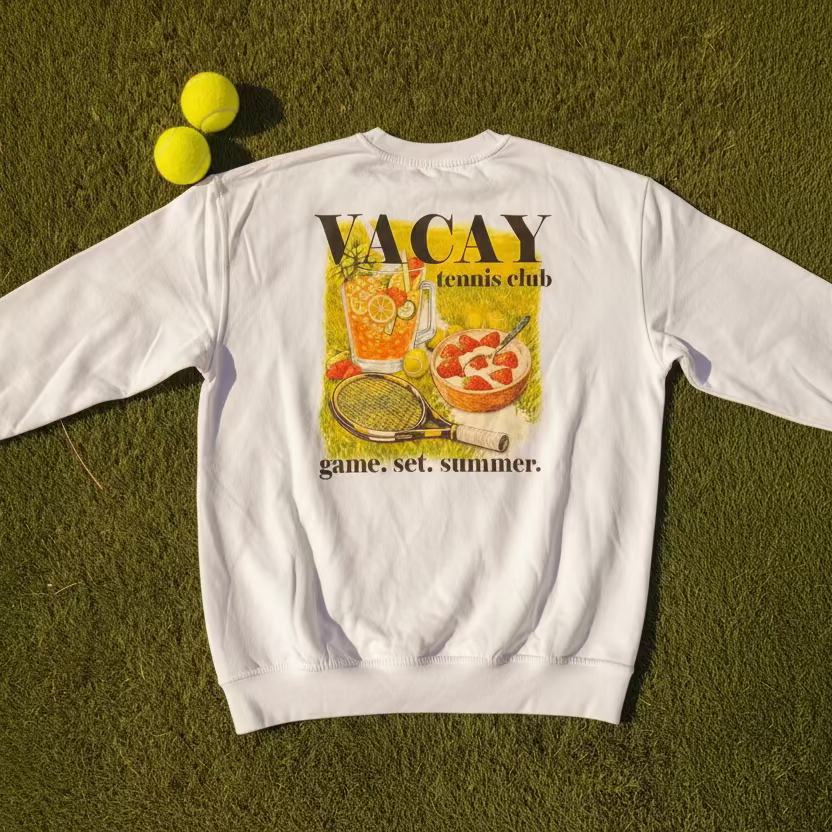 Summer Picnic Long Sleeve Tennis Top Unisex- White