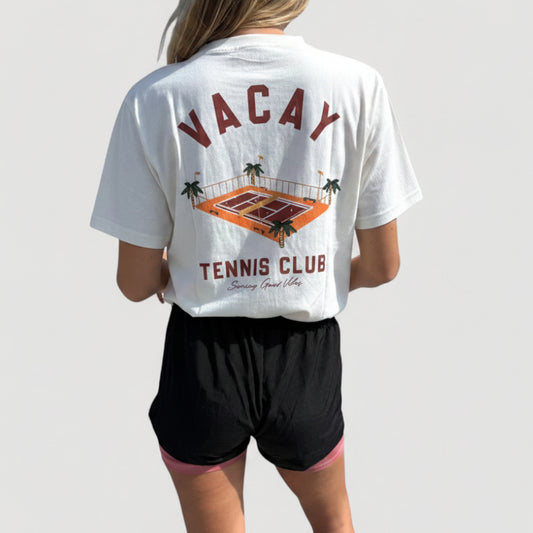FRENCHY CLUB TENNIS T-SHIRT - UNISEX - SAND/CRIMSON