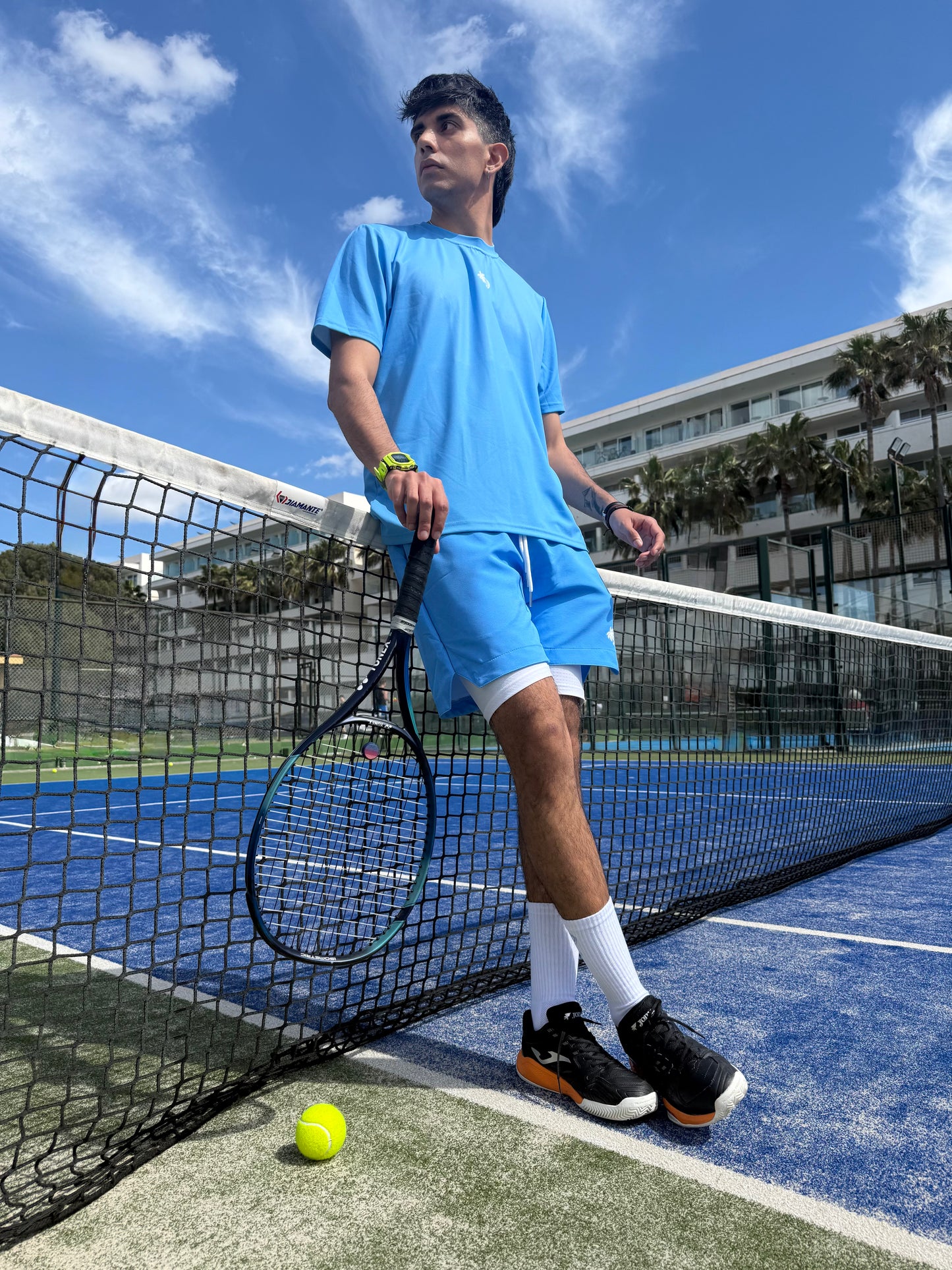 2 in 1 Performance Ultra Mens Shorts - Sky Blue / White