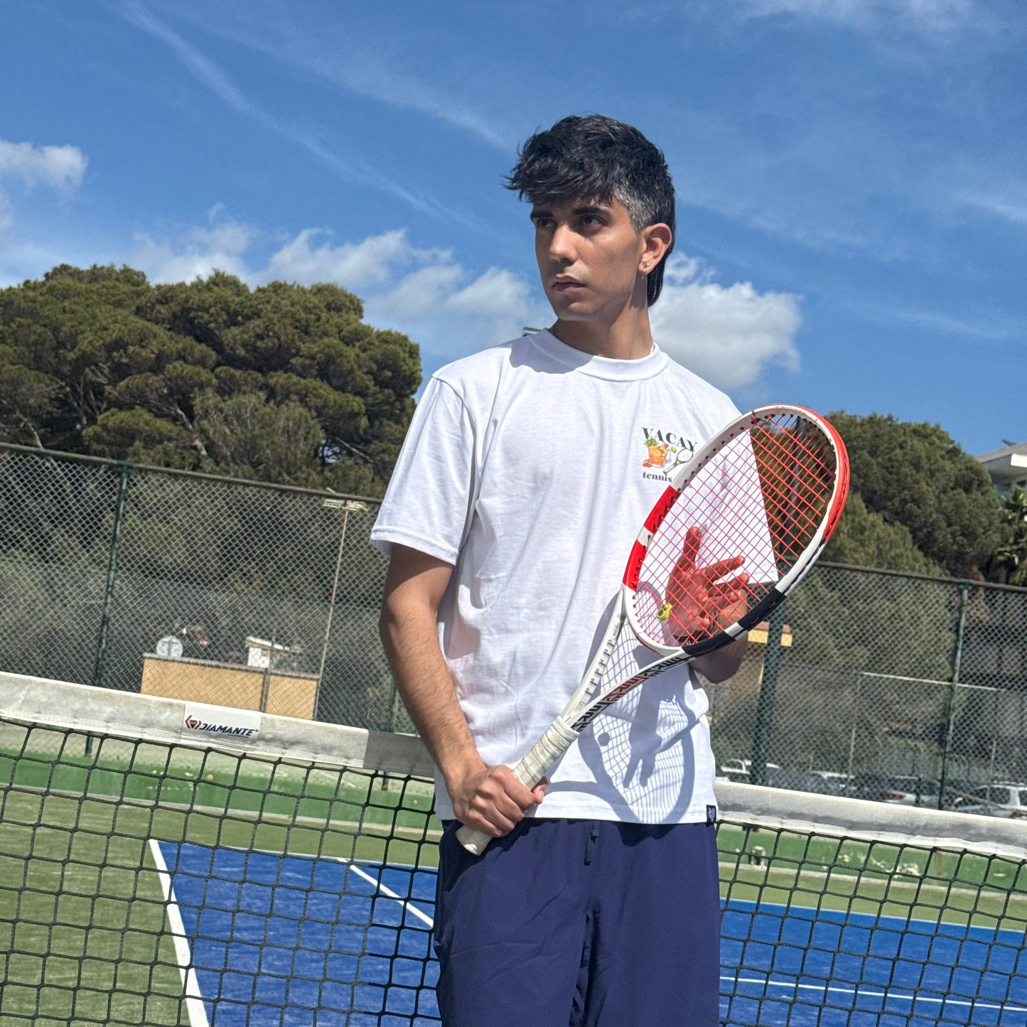 Summer Picnic Tennis Tee Short Sleeve Unisex - white