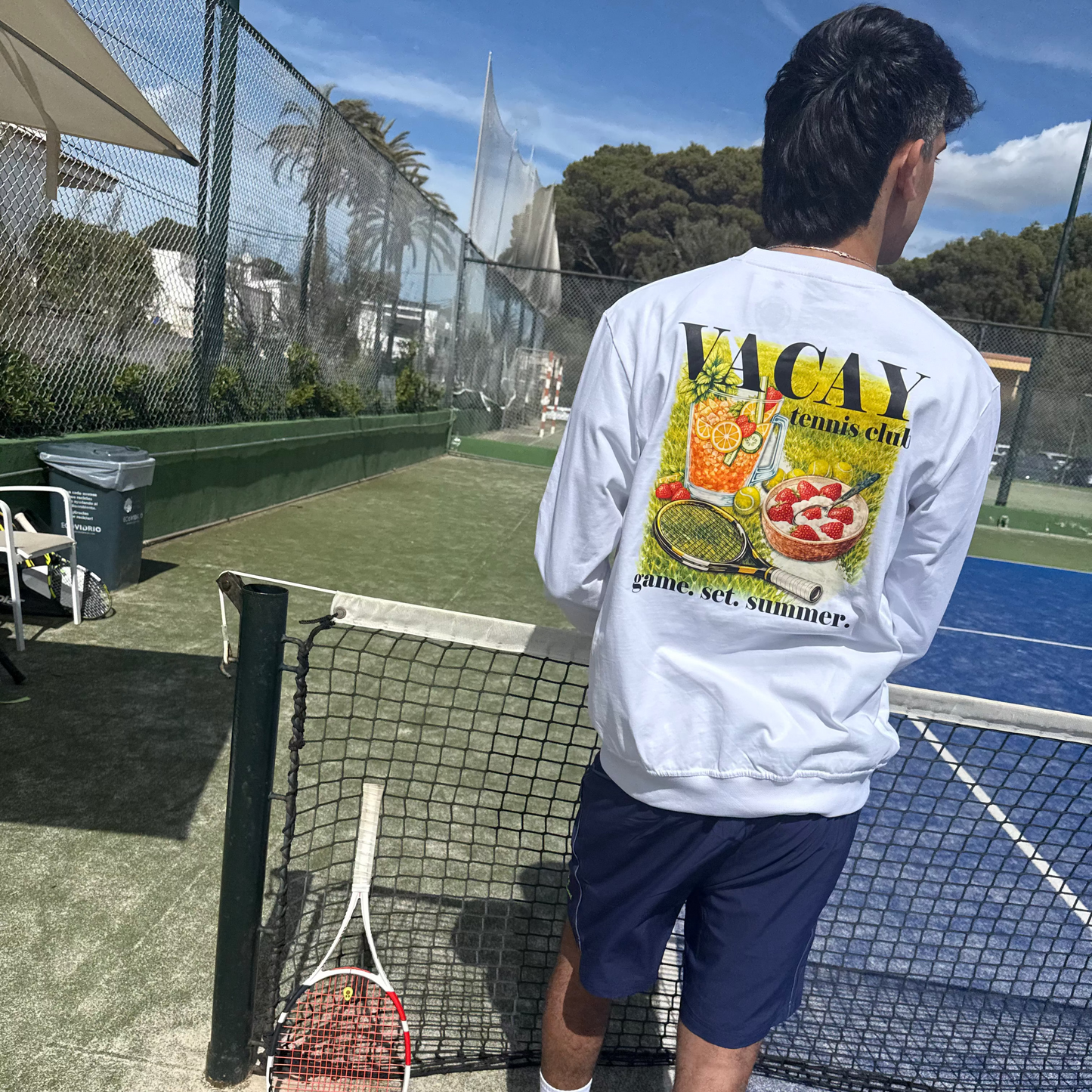 Summer Picnic Long Sleeve Tennis Top Unisex- White