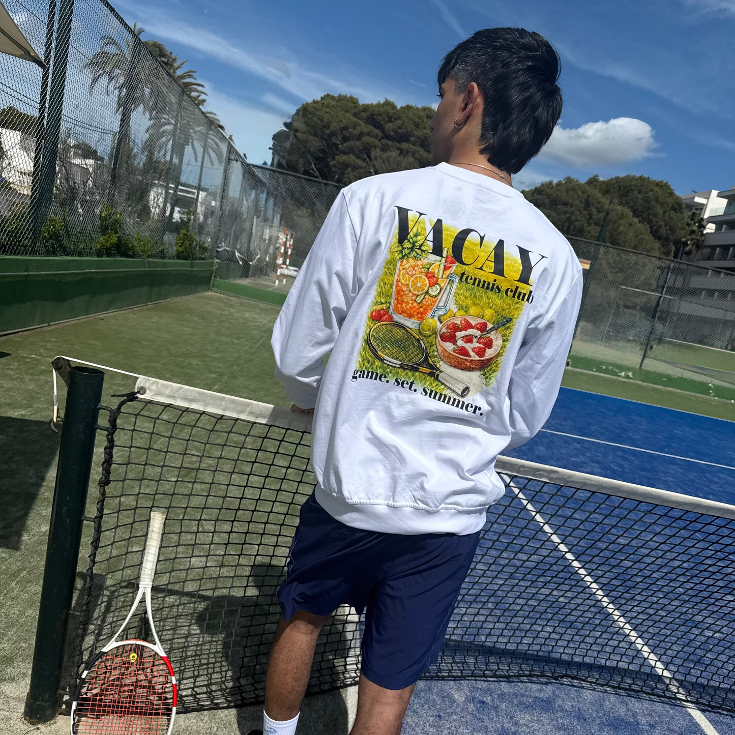 Summer Picnic Long Sleeve Tennis Top Unisex- White