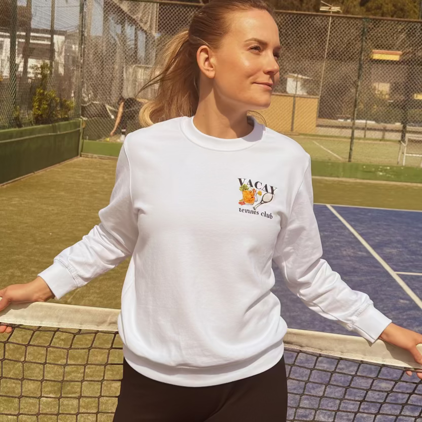 Summer Picnic Long Sleeve Tennis Top Unisex- White