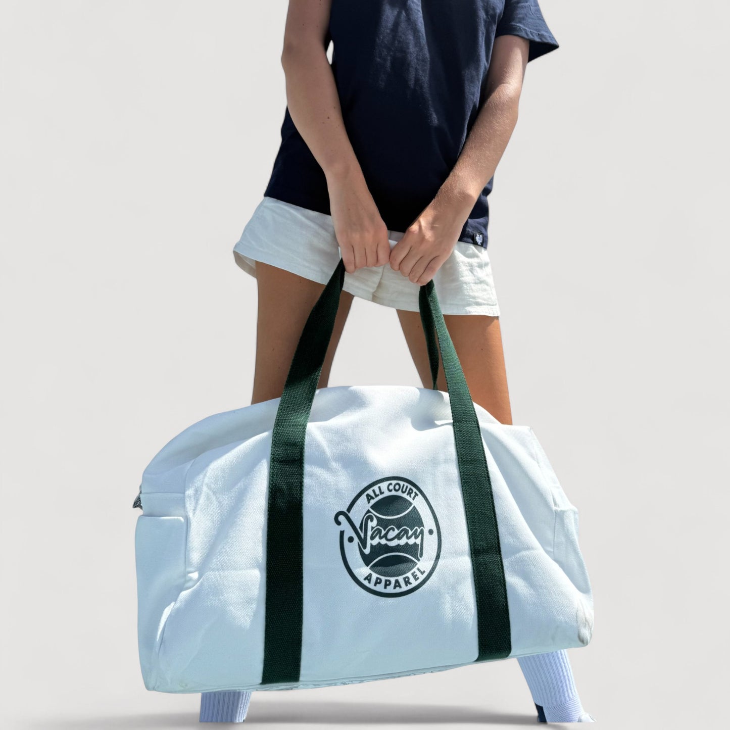 CANVAS COURT DUFFEL BAG - WHITE / DEEP GREEN