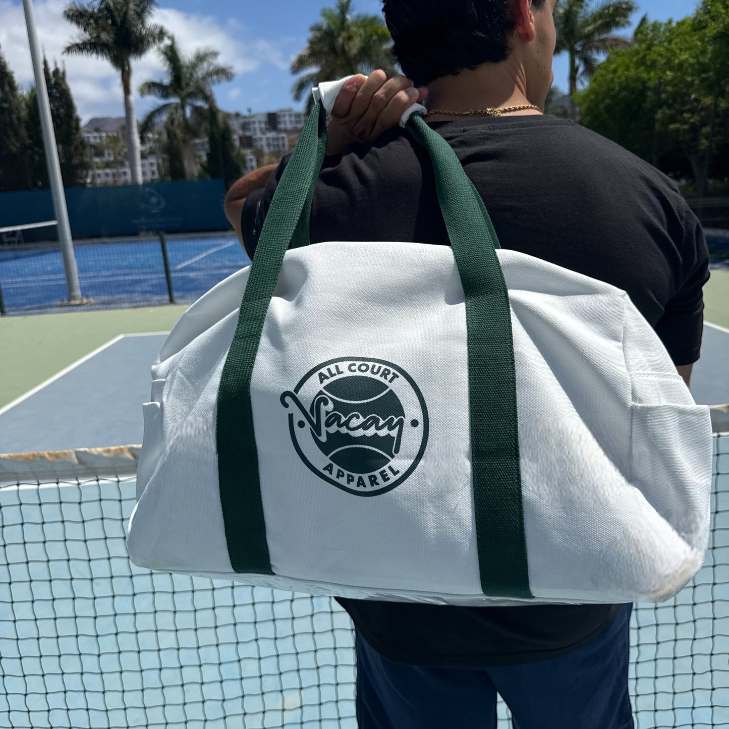 CANVAS COURT DUFFEL BAG - WHITE / DEEP GREEN