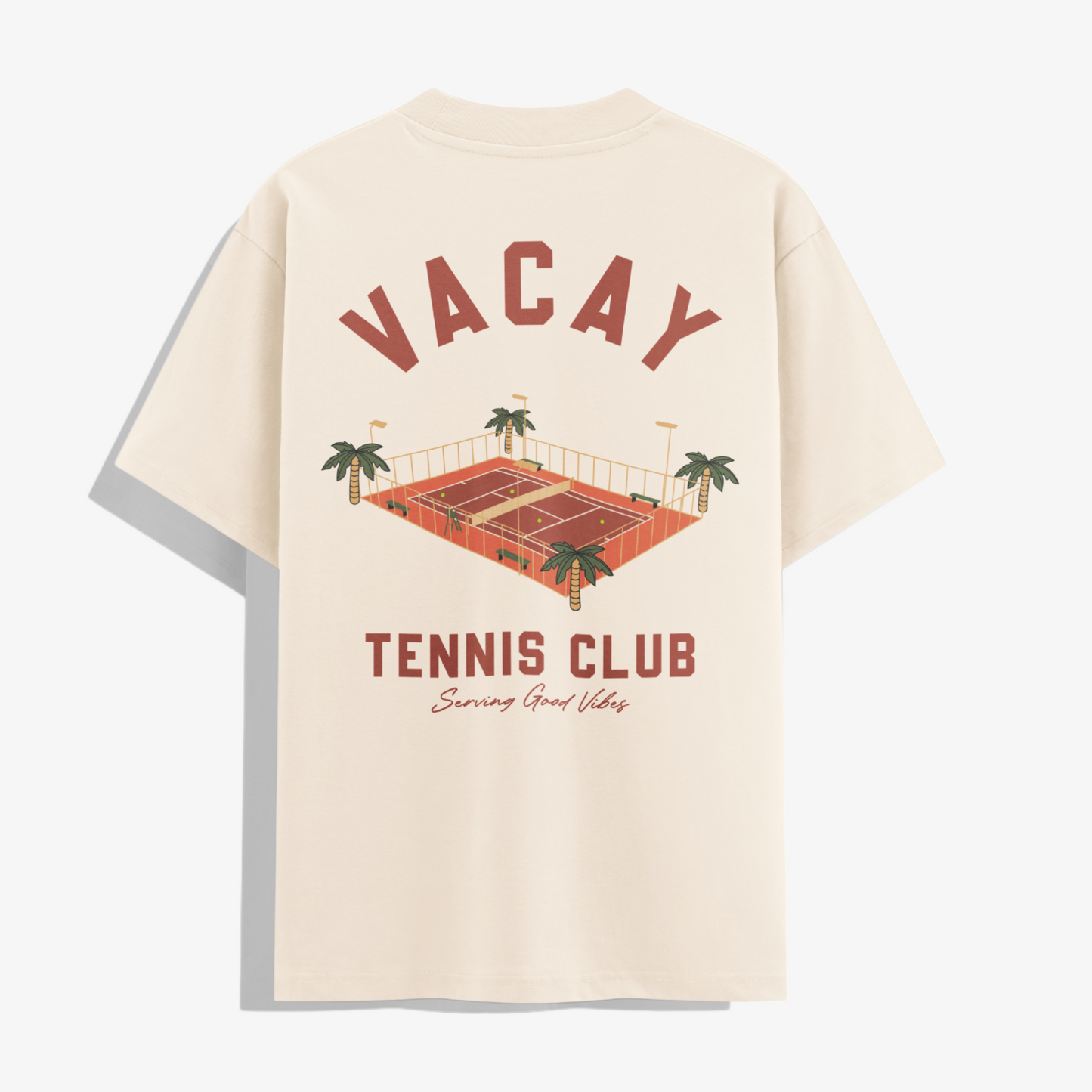 FRENCHY CLUB TENNIS T-SHIRT - UNISEX - SAND/CRIMSON