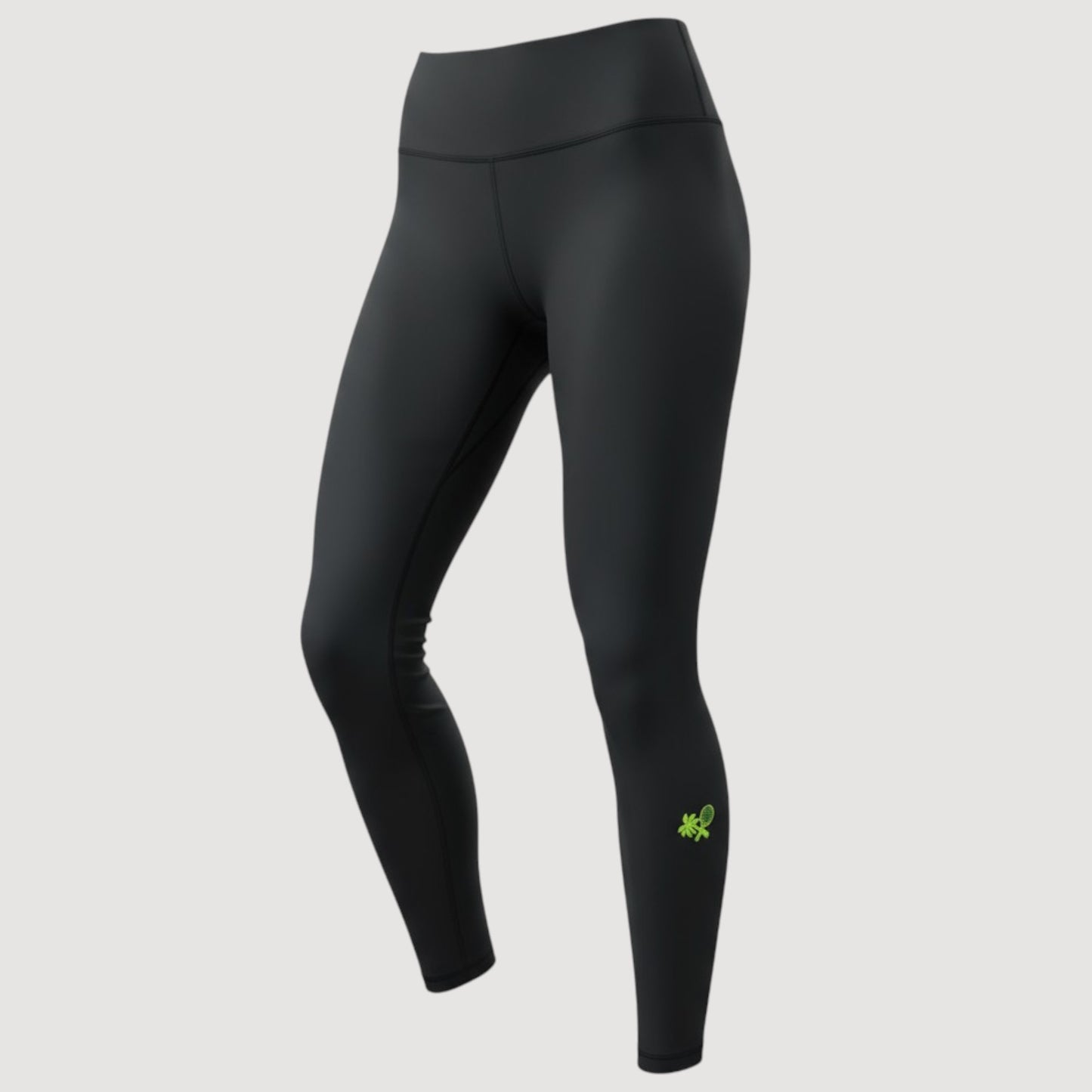 Women's High Rise Training Leggings 7/8 - Pure Black / Yellow