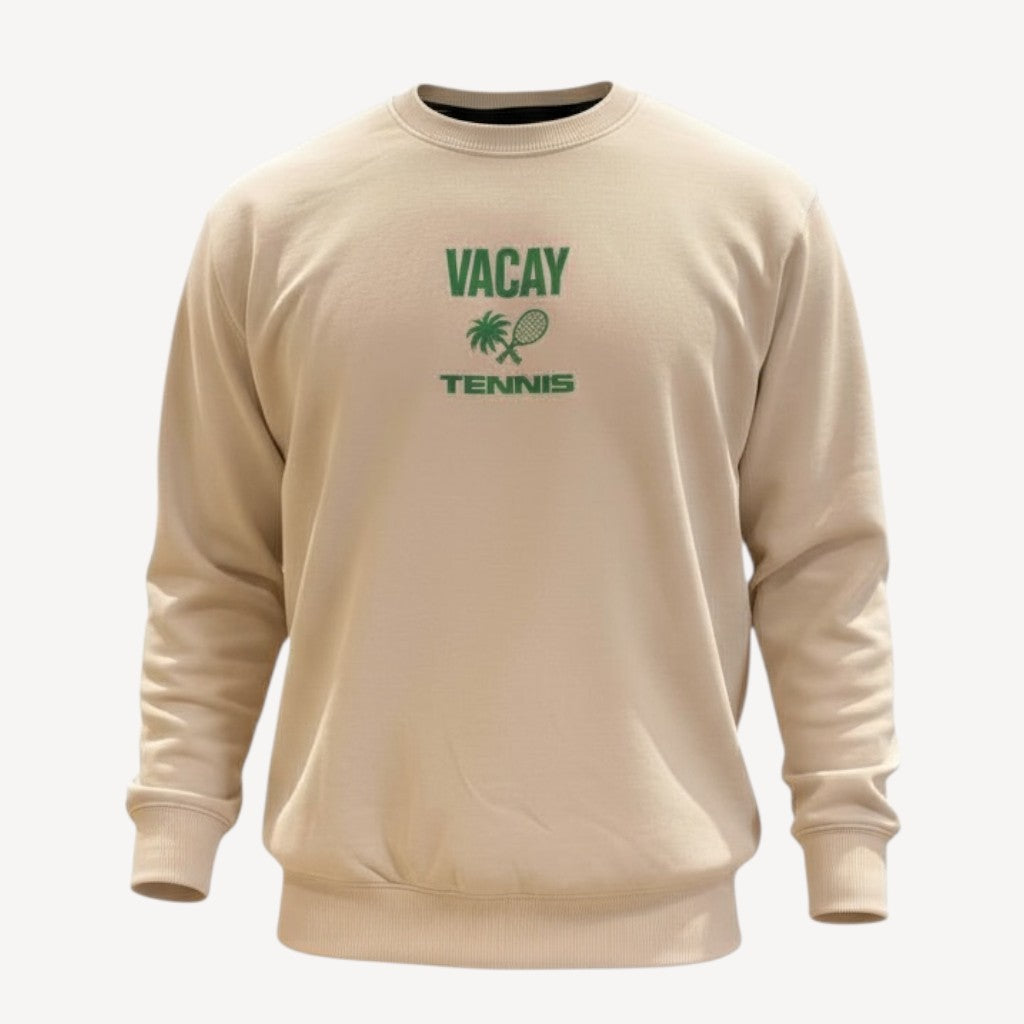 Tennis Club Crew Sweatshirt Unisex (Sand/Deep Green)
